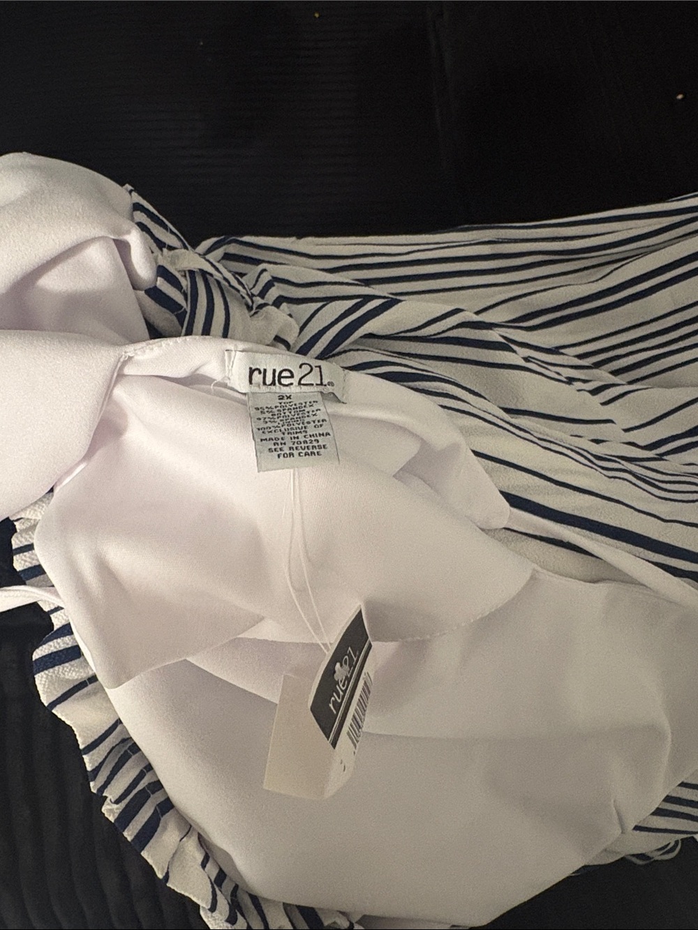 Rue21 White Cami Top with Black and White Striped Wide-Leg Jumpsuit - Picture 4 of 5
